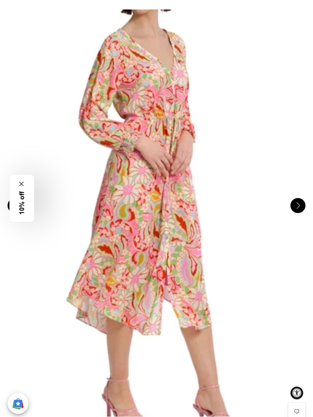 Donna Morgan Pink Multicolor Floral Wrap Midi Dress